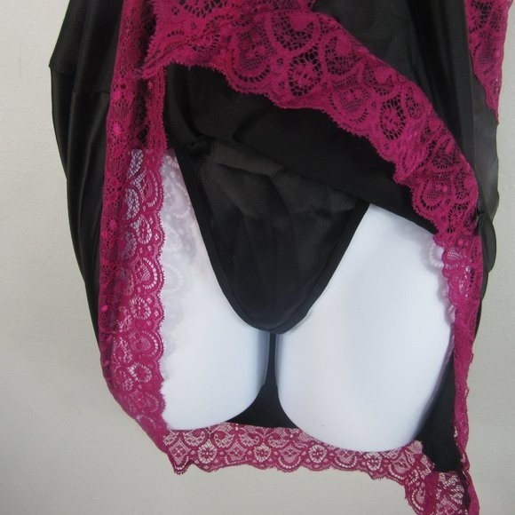 Purple Lace Spice Satin Babydoll with Slit - Picture 7 of 8